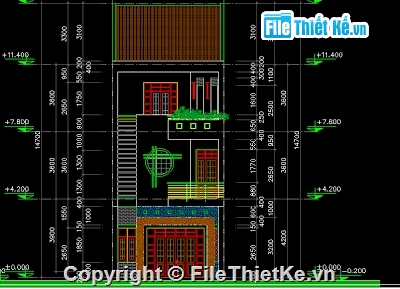 File cad,nhà phố,mẫu nhà 6 x 16m